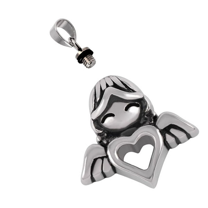 [Australia] - Angel Heart Urn Necklace for Ashes - Cremation Jewelry Memorial Keepsake Pendant - Funnel Kit Included 