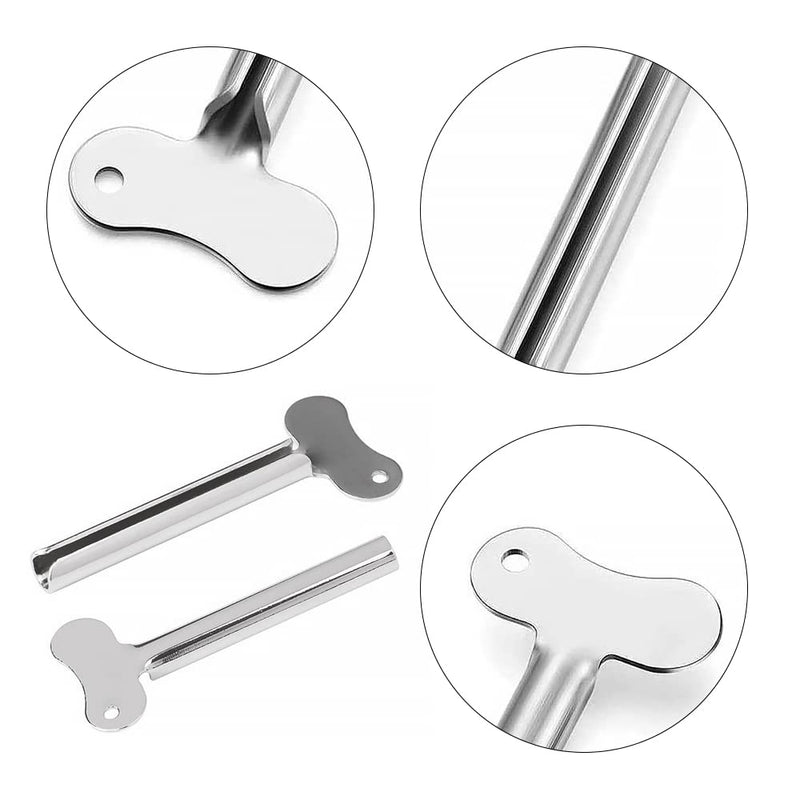 [Australia] - 4 Pcs Metal Tube Toothpaste Squeezer Key Stainless Steel Toothpaste Tube Silver Key Dispenser Tube Squeezer Roller for Toothpaste Cosmetic Oil Cream Paint Squeezer 
