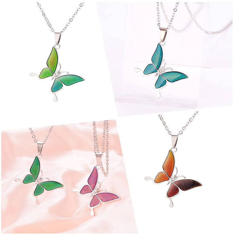 [Australia] - Temperature Sensing Color Changing Pendant Necklace Love Heart Butterfly Turtle Dolphin Moon Star Mood Necklace for Girls Women Kids Gift 