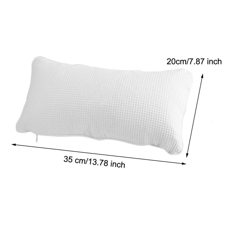 [Australia] - EORTA Bathtub Pillow Anti-slip Aerated Pillow with Suction Cup Spa Bath Cushion for Head Neck Rest Relax, Home, Bathroom, White, 13.8"X7.8" 