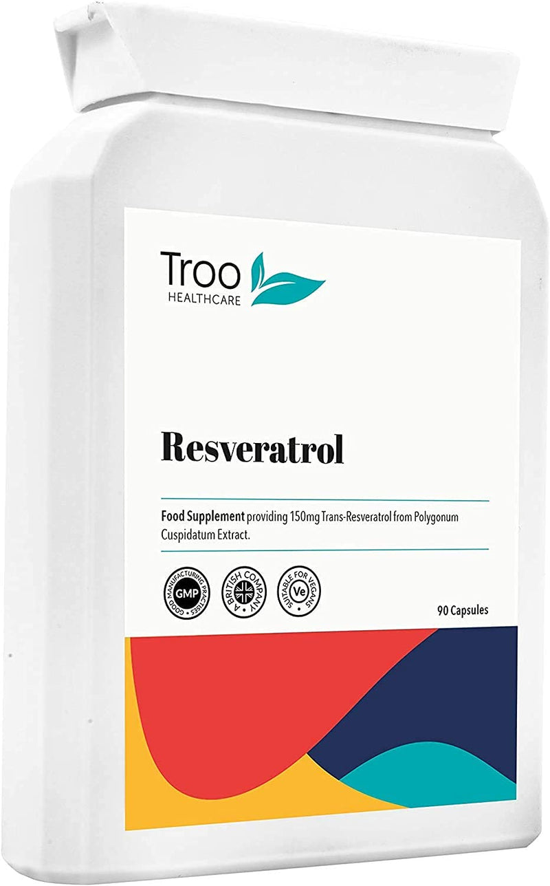 [Australia] - Trans Resveratrol Supplement 150mg - 90 Easy Swallow Daily Capsules - Providing Trans-Resveratrol from Polygonum Cuspidatum Extract- UK Manufactured to GMP code of practice 