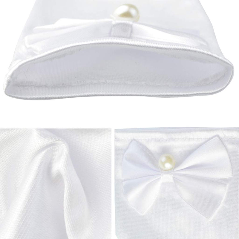 [Australia] - Yolyoo Girls Princess Gloves,Girl White Long Satin Princess Dress Up Diamonds Bows Gloves for Birthday,Wedding, Costume Party 