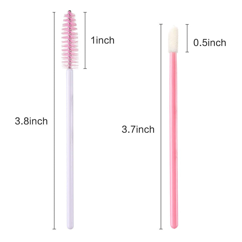 [Australia] - iminoo 100 PCS Disposable lip wands and mascara wands, Disposable Mascara Lipstick Makeup Brushes Eyelash Lip Gloss Brushes Applicators Makeup Tool (100, White-Pink) 