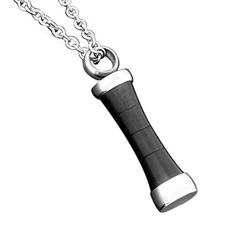 [Australia] - Black Cylinder Cremation Necklace URNs for Ashes Memorial Keepsake Pendant Stainless Steel 