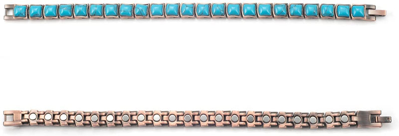[Australia] - Magnetic Copper Bracelet for Women with Turquoise Blue Semi Precious Gem Stones - 20 cm-Valentine's Gift -Mother's Day Gift 