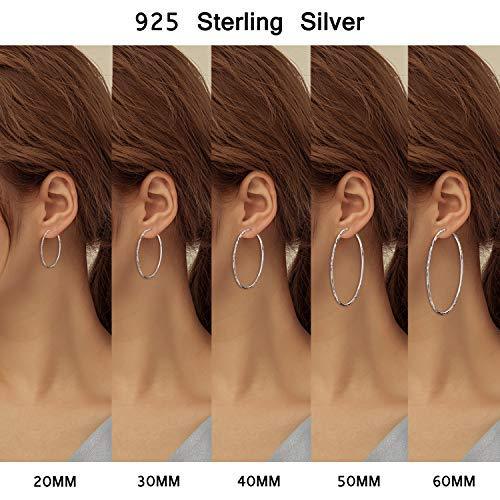 [Australia] - 925 Sterling Silver Circle Endless Hoop Earrings for Women Girls 20 30 40 50 60 mm 60.0 Millimetres 