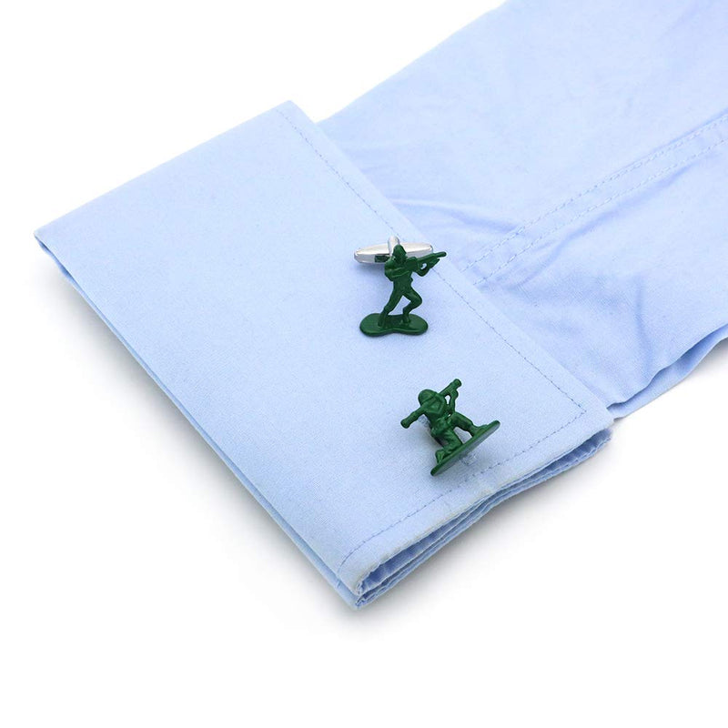 [Australia] - iGame Soldiers Chess Cuff Links Green Color Contra Fighter Design Cufflinks With Quality Gift Box 