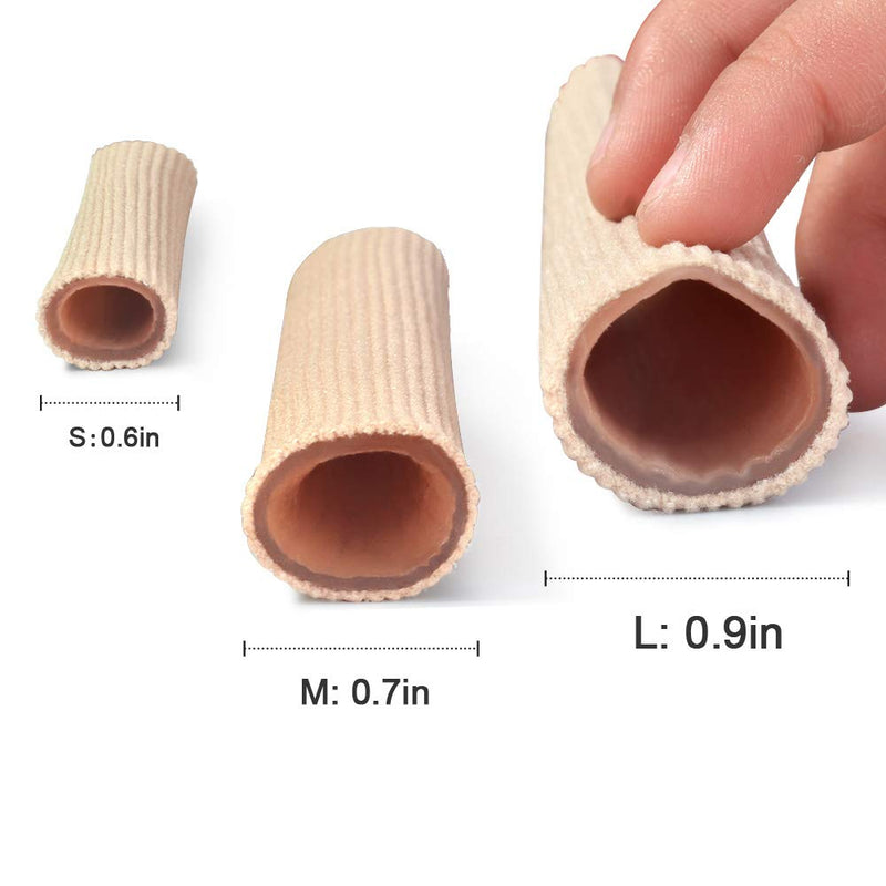 [Australia] - Cuttable Toe Tubes Sleeves 5 Pack, Made of Elastic Fabric Lined with Silicone Gel. Toe Sleeve Protectors Relief Toe Pressure Pain, Corn and Calluses Remover For Medium Toe 3.93 Inch (Pack of 5) 