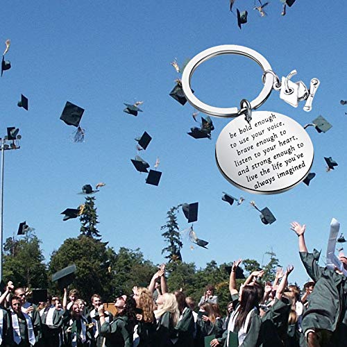 [Australia] - BAUNA Graduation Gifts for Her 2020 Inspirational Gifts Keychain Brave Enough to Listen to Your Heart and Strong Enough to Live The Life You've Always Imagined Graduation Keychain 