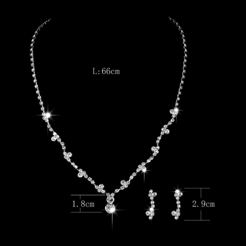 [Australia] - Unicra Bride Silver Necklace Earrings Set Crystal Bridal Wedding Jewelry Sets Rhinestone Choker Necklace for Women and Girls(3 piece set - 2 earrings and 1 necklace) (Set 2) Set 2 