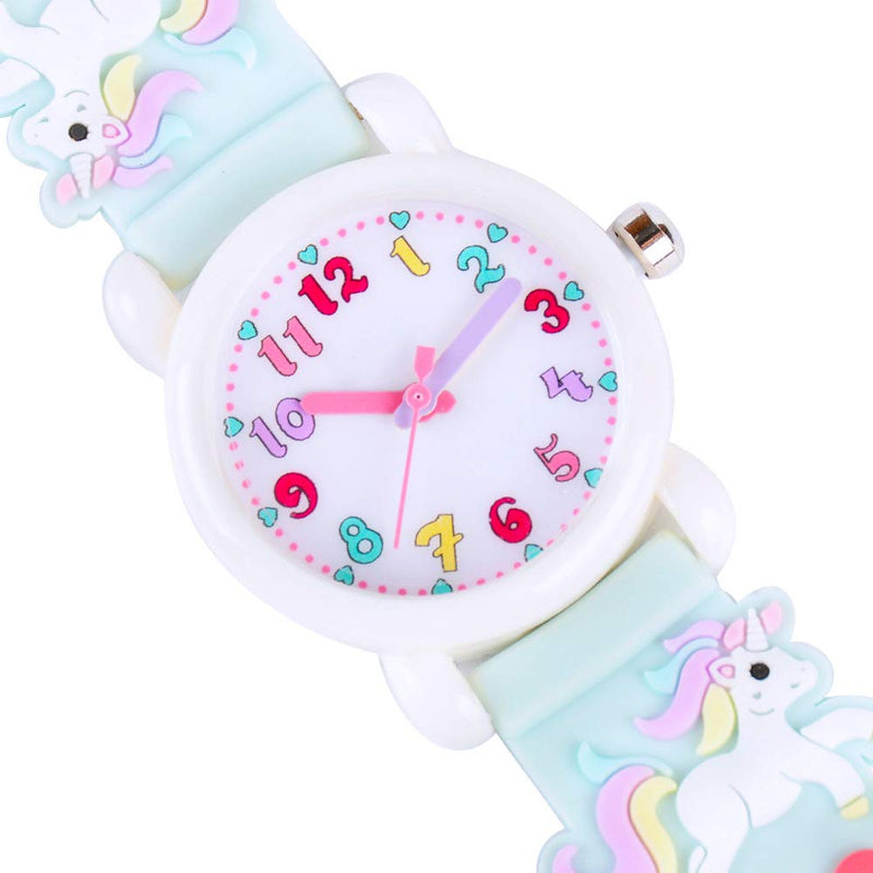 [Australia] - Venhoo Kids Watches 3D Cute Cartoon Waterproof Silicone Children Toddler Wrist Watch Birthday Gift for 3-10 Year Girls Little Child Blue 