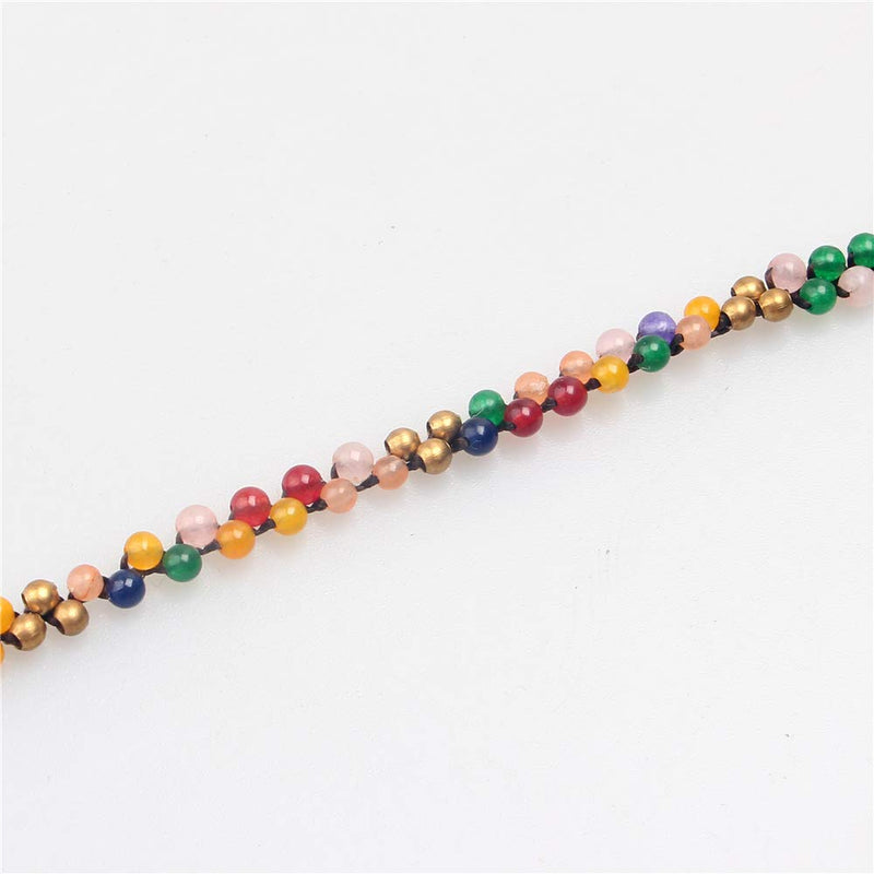 [Australia] - kelistom Bohemian Ankle Bracelets for Women Teen Girls, Handmade Natural Stone Beaded Chain Anklet color-beaded 
