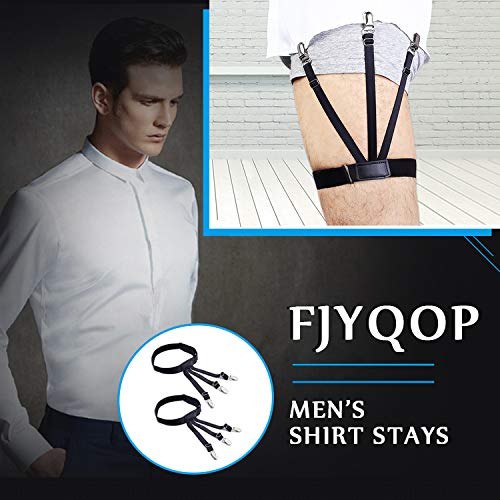 [Australia] - Mens Shirt Stays Shirt Holder Straps Adjustable Elastic Suspenders Garters with Non-slip Locking Clamps Upgraded Version Black-1 