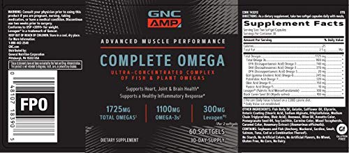 [Australia] - GNC AMP Complete Omega, 60 Softgels, Supports Heart, Joint and Brain Health 