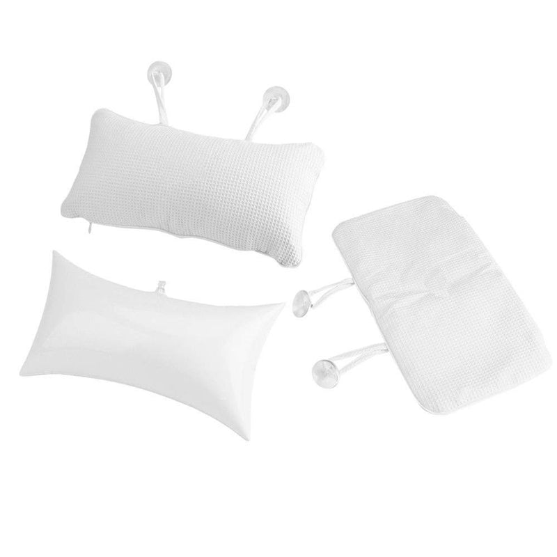 [Australia] - EORTA Bathtub Pillow Anti-slip Aerated Pillow with Suction Cup Spa Bath Cushion for Head Neck Rest Relax, Home, Bathroom, White, 13.8"X7.8" 
