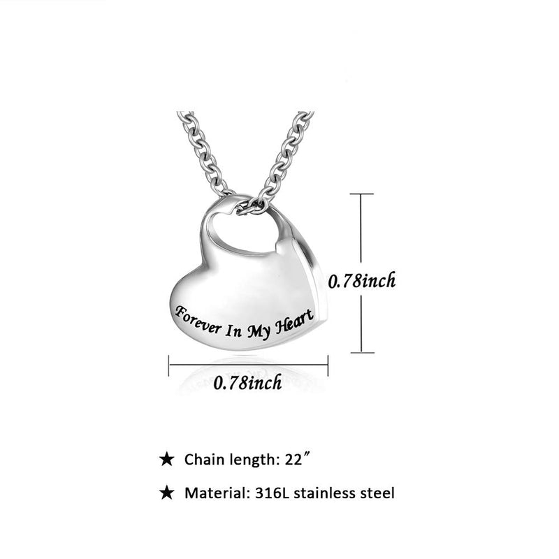 [Australia] - New Heart Cremation Urn Necklace for Ashes Memorial Pendant stainless steel Jewelry,Forever in My Heart Carved Locket,Gift for dad&mom(Blank) 