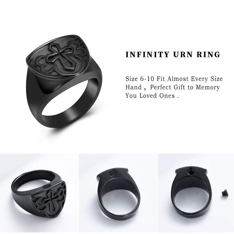 [Australia] - shajwo Cremation Urn Ring Jewelry for Ashes Engraved Cross Memorial Urn Ring Stainless Steel Celtic Knot Retro Keepsake Ashes Holder Ring,Size 6-10 Black 10 