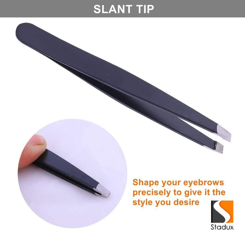 [Australia] - Stadux Eyebrow Tweezers, 3 Piece Professional Stainless Steel Precision Tweezers for Eyebrows Plucking, Ingrown Hair Remover and Facial hair 