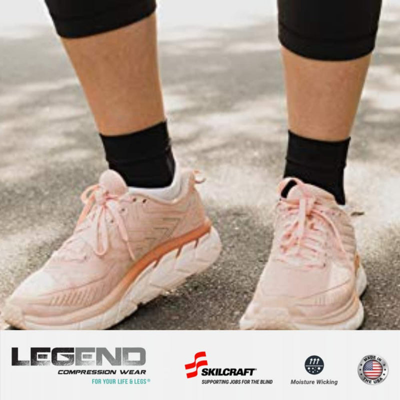 [Australia] - LEGEND Compression Wear | Plantar Fasciitis Compression Foot Sleeve | Heel Pain, Foot and Arch Pain, Swollen Feet, Achilles Tendinitis | Made in the USA | Black - 1 Pair | Small 