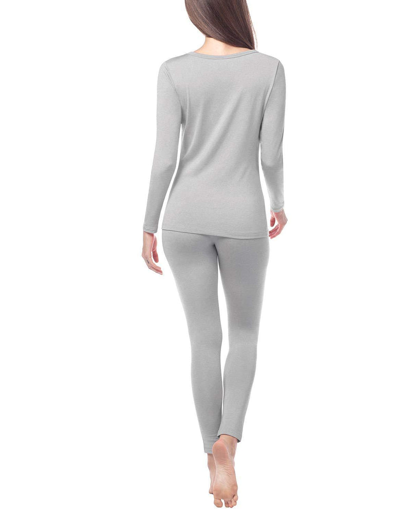 [Australia] - LAPASA Womens Thermal Underwear Set, Basic Fleece Lined Long Johns Light/Mid/Heavy Weight Top & Bottom 2 Packs (Thermoflux L17 L41 L44) XL Heavyweight L44: Light Heather Grey 