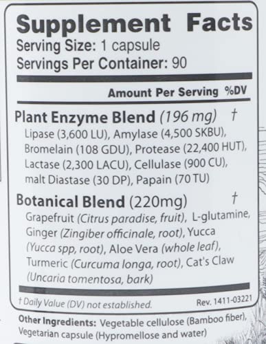 [Australia] - MT. CAPRA SINCE 1928 CapraZyme | Vegetarian Digestive Enzyme Supplements for Men and Women, Amylase, Lipase, Bromelain, Protease, with Botanical Blend Grapefruit, Ginger, Turmeric - 90 Pills 