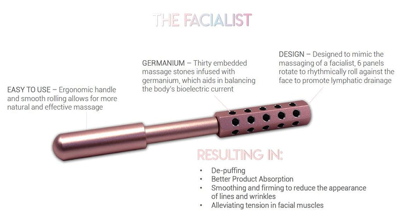 [Australia] - Facial Massage Roller by Groovi Beauty | Massaging stones uplift skin, promote lymphatic draining, reduces fine lines & wrinkles, de-puffs the skin & reduces facial muscle tension | No batteries 