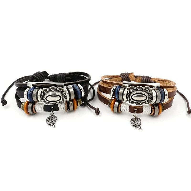 [Australia] - MINGTU Vintage Boho Chic Evil Eye Bracelet Hand-woven multi-layer Beaded Leather Bracelet Charm Bracelets For Women Girls Men Boys Black 