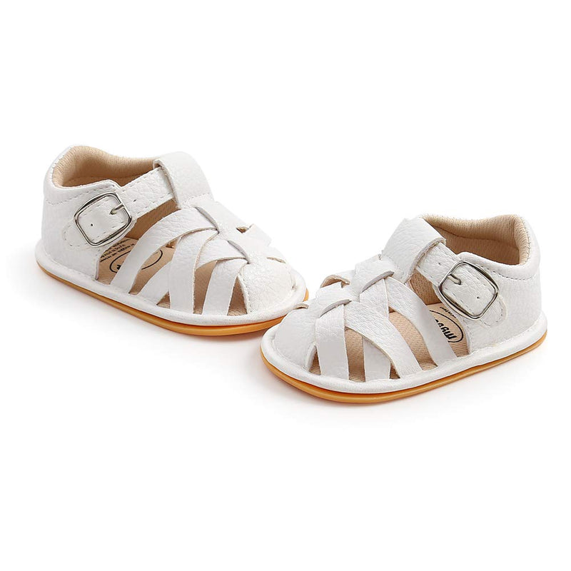 [Australia] - Baby Boys First Sandals Toddler Rubber Sole Summer Shoes Baby Walking Shoes 0-6 Months Infant A1--white 