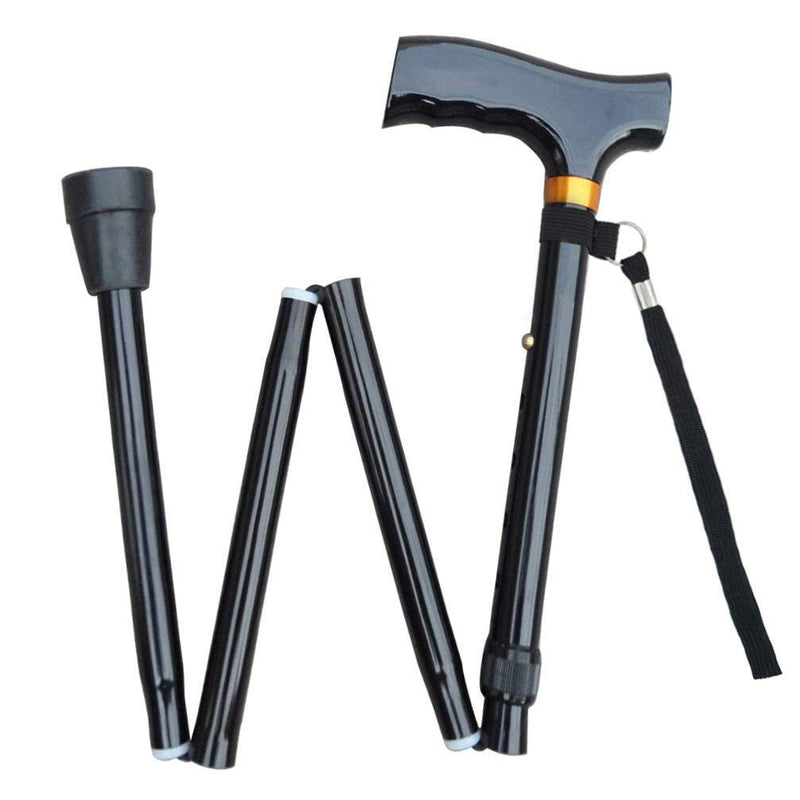 [Australia] - Folding Walking Sticks, Walking Stick Cane for Men Women,Portable Cane with T Handle Lightweight Height Adjustable,Non-Slip Base Black 