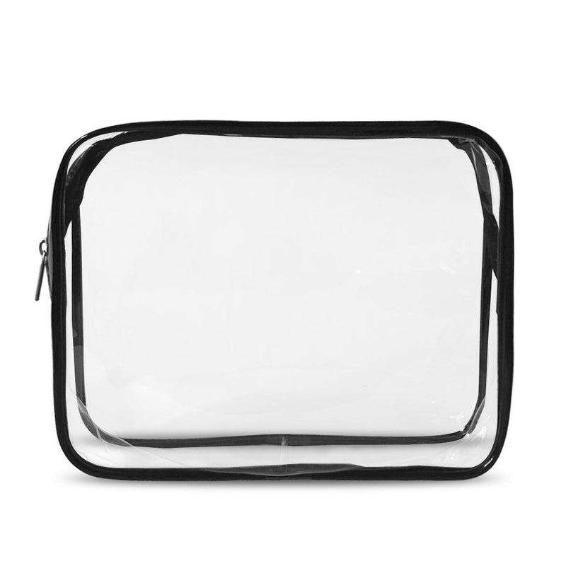 [Australia] - 2 Pack Toiletry Bag,YORONIDA Clear Travel Cosmetic Case Portable Makeup Bag Set Carry On Transparent PVC Pouch Handbag Storage Organizer Kit for Women Men Trip Accessories,Black Black 2PACK 