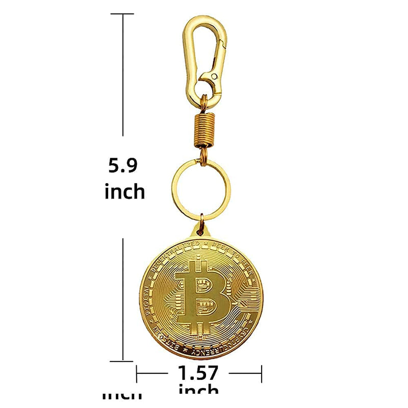 [Australia] - 1 Pcs Bitcoin Coin Keychain Gold Plate BTC Coin Key Chain Cryptocurrency Coin 