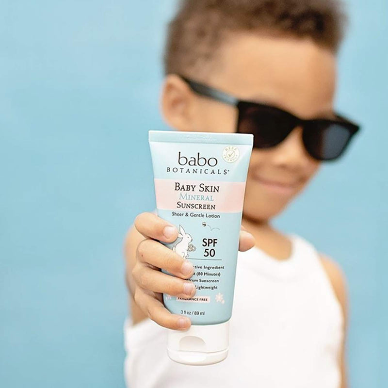 [Australia] - Babo Botanicals Baby Skin Mineral Sunscreen Lotion SPF 50 Broad Spectrum - with 100% Zinc Oxide Active – Fragrance-Free, Water-Resistant, Ultra-Sheer & Lightweight - 3 fl. oz. 