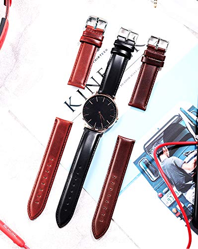 [Australia] - BINLUN Leather Watch Bands Soft Leather Quick Release Replacement Watch Straps for Men and Women in Black Brown Red 12mm 13mm 14mm 17mm 18mm 19mm 20mm 22mm 