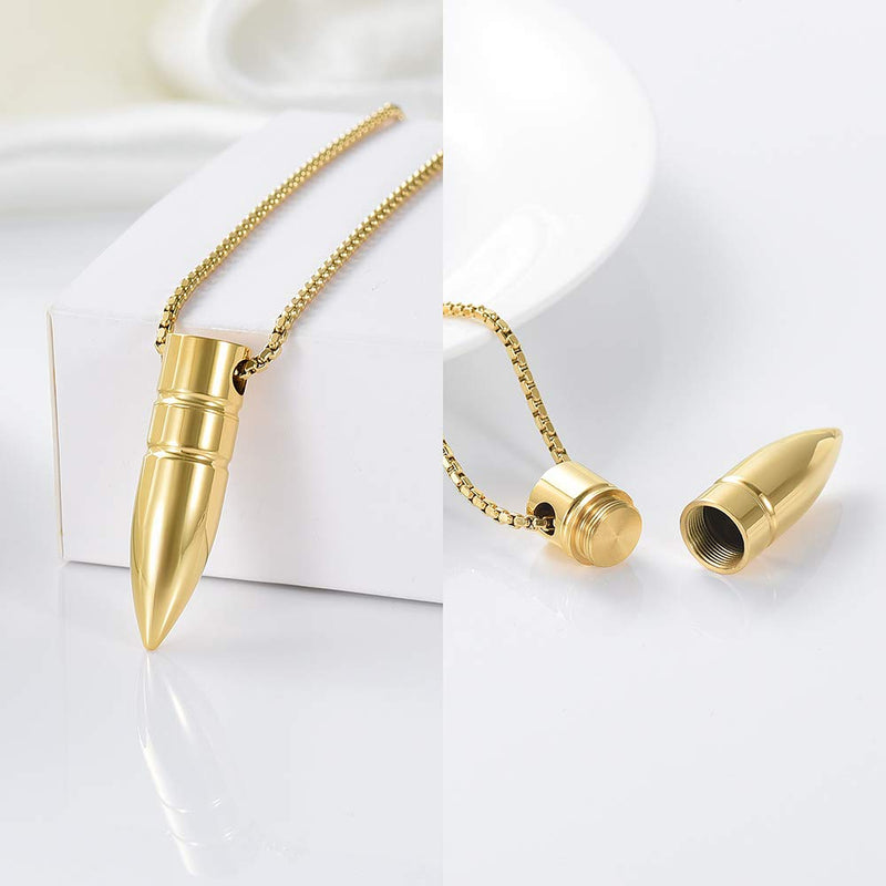 [Australia] - zeqingjw Bullet Urn Necklace for Ashes Memorial Cremation Jewelry Ash Holder Keepsake Jewelry for Pet/Human Gold 