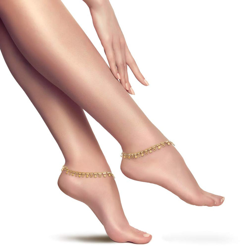 [Australia] - Pakistani Indian Gold Plated Bridal Ethnic Payal Anklet Pair in Cubic Zircon Gift For Her 