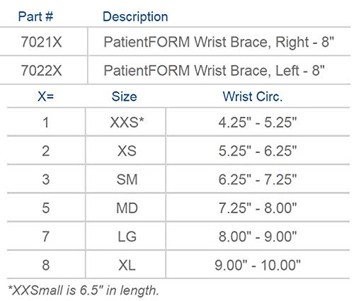 [Australia] - United Ortho 70222 PatientFORM 8" Wrist Brace-Left, X-Small Black Left 