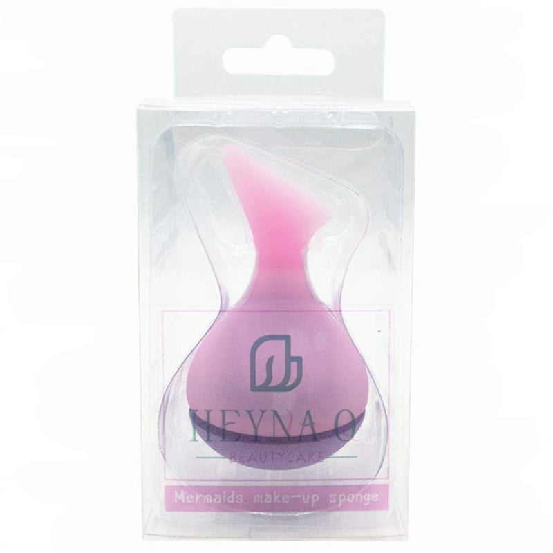 [Australia] - HEYNA Q Mermaid Makeup Sponge with Silicone Handle | Soft Beauty Blender Sponge Round Head Puff for Foundations Liquid Creams Concealer (Pink) Mermaid Pink 