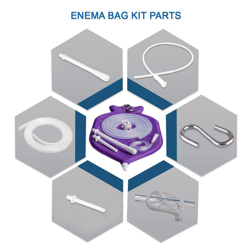 [Australia] - HealthAndYoga Superior Enema Bag Kit - 2 Quart Fountain Open top – Silicone Hose and Fittings - Purple 