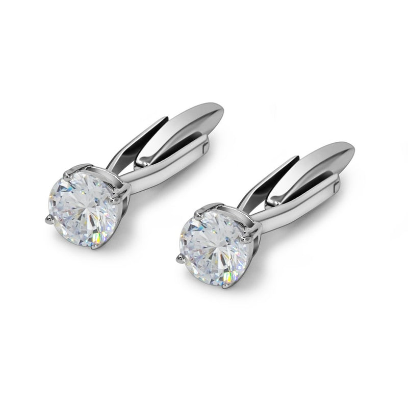 [Australia] - Mr.Van Swarovski White Crystal Cufflinks Glimmering Diamond Color Cuff Links Set for Wedding Party 