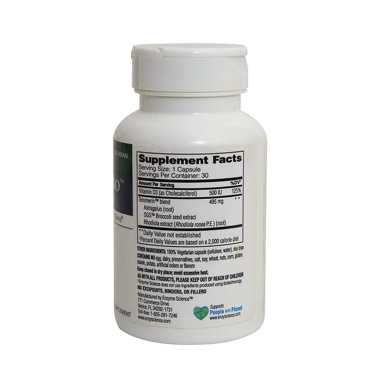 [Australia] - Enzyme Science™ Telomere Pro™, 30 Capsules – Supports Cellular Health, Energy Production, and Healthy Aging – Formulated with Vitamin D3, Rhodiola, and Astragalus – Natural Telomerase Supplement 