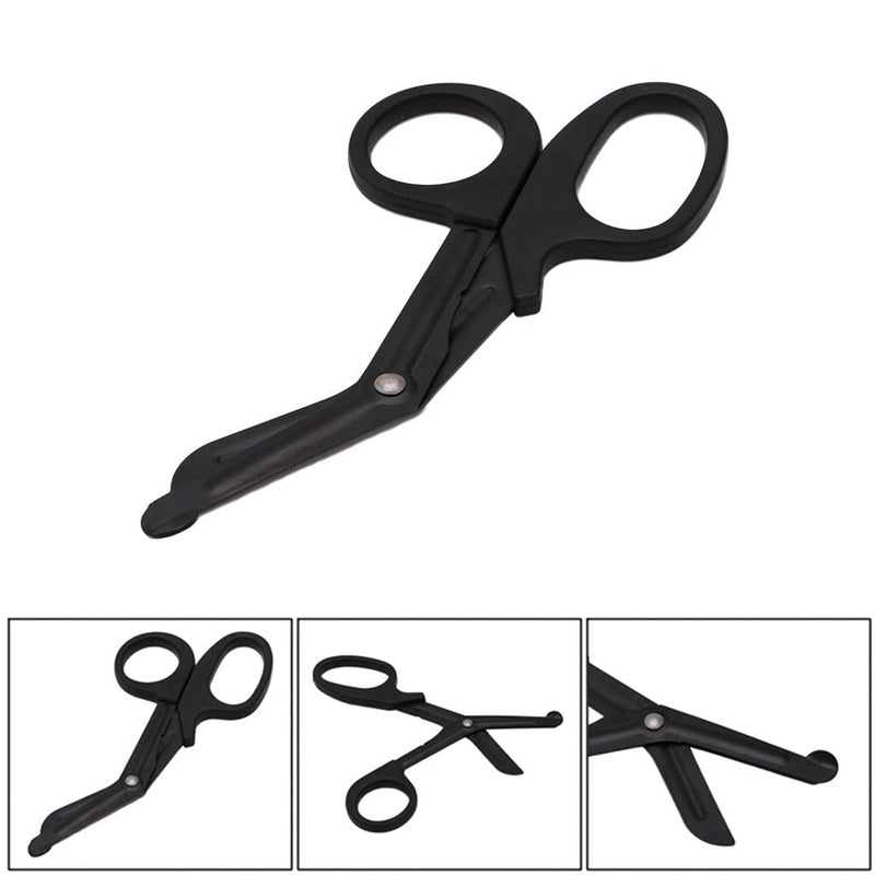 [Australia] - Bandage Shears 7 1/4", Medical Stainless Steel Titanium Bonded Scissors, EMT Trauma Scissors for Emergency Use, Tactical Stealth Black 