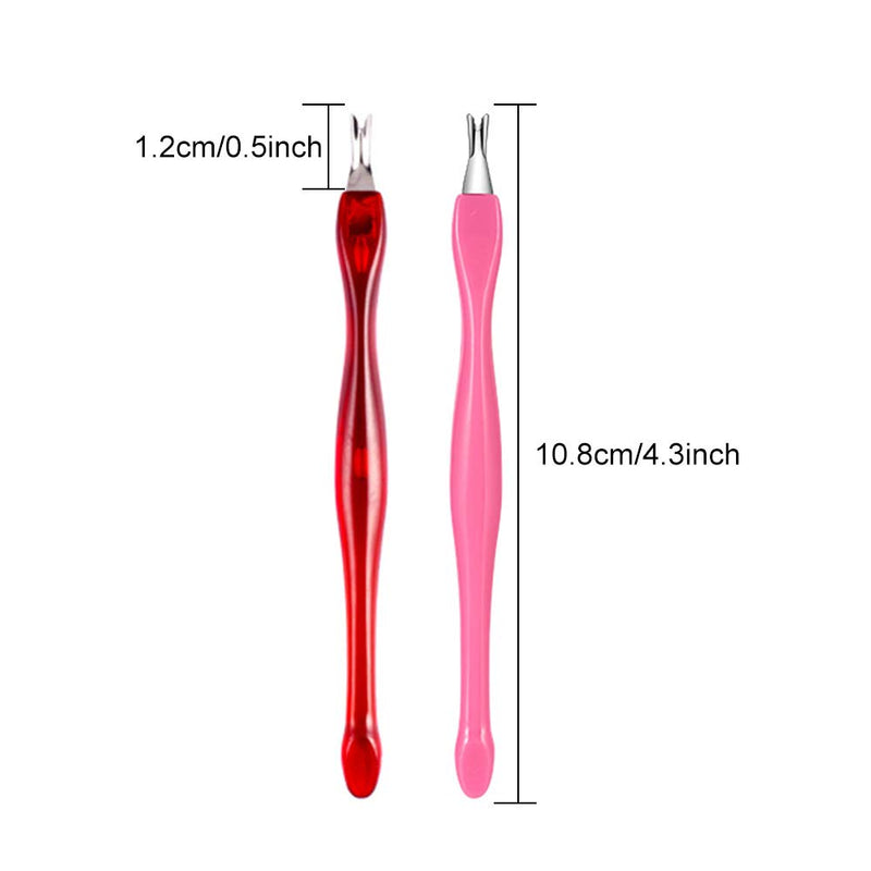 [Australia] - Deapher 6 PCS Premium Cuticle Trimmer Pusher, Plastic Handle Dead Skin Fork for Manicure/Pedicure, Cuticle Knife Remover with Stainless Steel V-Shaped Fork (Brown and Pink) 