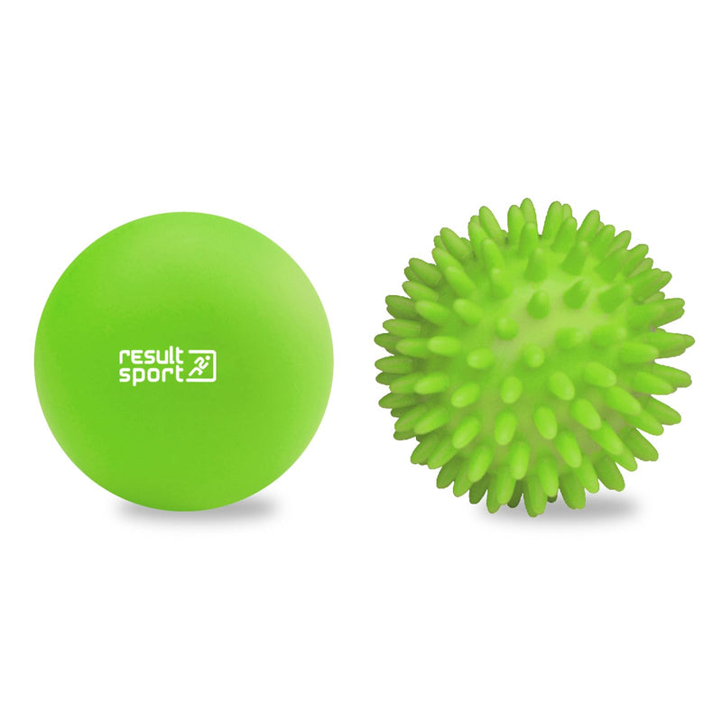 [Australia] - ResultSport Lacrosse & Spike Massage Ball Set with Storage Bag, Plantar Fasciitis Recovery, Trigger Point Massage, Deep Tissue Myofasical Relief (Lime) Lime 