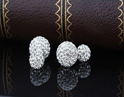 [Australia] - Infinite U 925 Sterling Silver Austria Crystal Double Sided Tribal 10mm Ball Studs Earrings for Women Multiple Wearing Style 