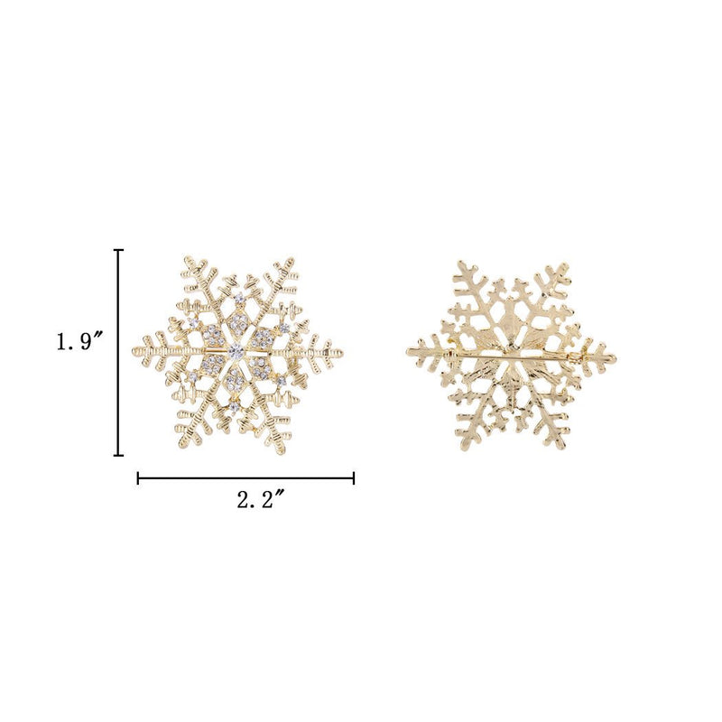 [Australia] - EleQueen Women's Clear Austrian Crystal Winter Snowflake Brooch Pin Gold-tone 