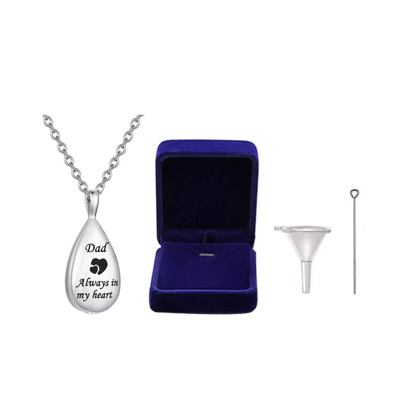 [Australia] - GLDZ Cremation Urn Necklace for Ashes Urn Jewelry Always in My Heart Memorial Pendant with Fill Kit Dad 