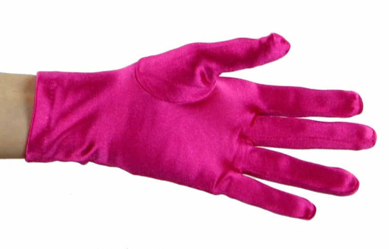 [Australia] - Greatlookz Beautiful Wrist Length Short Satin Gloves in Hot Pink 