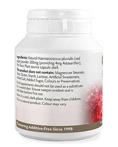 [Australia] - Astaxanthin 4mg x 90 Capsules (100% Pure & Additive Free Food Supplement, High Strength, Powerful Antioxidant, from Natural Haematococcus Pluvialis Red Algae, UK Manufactured 