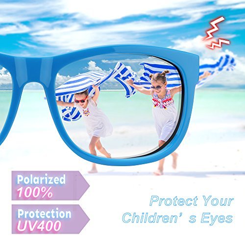 [Australia] - RIVBOS Rubber Kids Polarized Sunglasses With Strap Glasses Shades for Boys Girls Baby and Children Age 3-10 RBK023 Rbk023-1 Blue 