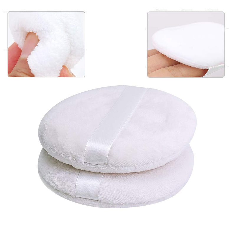 [Australia] - 5 PCS Large Powder Puff, 4.13 Inch Velour Body Powder Puff Round Fluffy Powder Puffs Ultra Soft Body Puff Washable for Loose Body Powder Face Powder Baby Powder Makeup with Ribbon and Case 